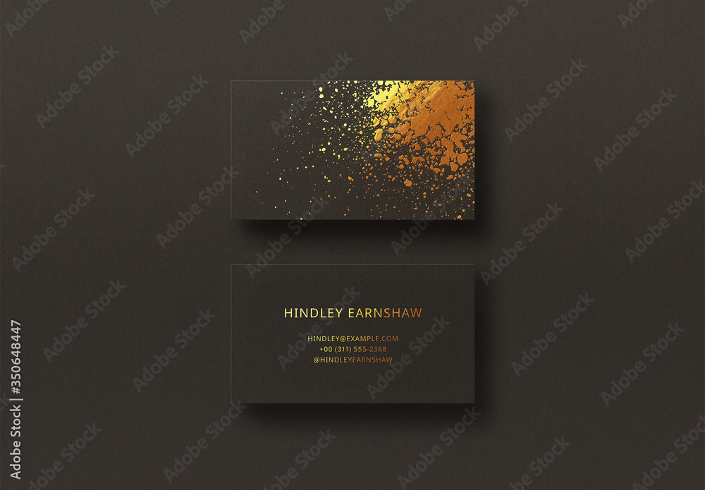 Black Business Card Mockup Gold Foil Stock Template | Adobe Stock