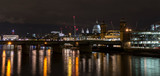 Fototapeta  - Night photo of London with illuminated Thames and building with many lights