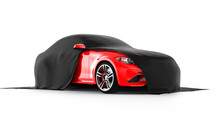 Modern Red Sports Car Presentation With Black Cloth