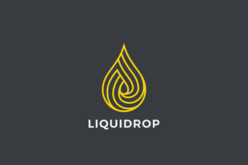 Wall Mural - Water Droplet Drop Logo design vector template Linear Outline style. Natural Mineral Aqua Drink Oil Liquid Energy Logotype infinity concept icon.