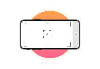 Wall Mural - mobile phone with record frame camera. viewfinder template. 4k phone resolution video rec frame. vid