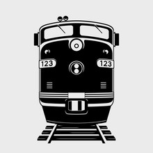 Vector Train Icon. Silhouette Of Locomotive