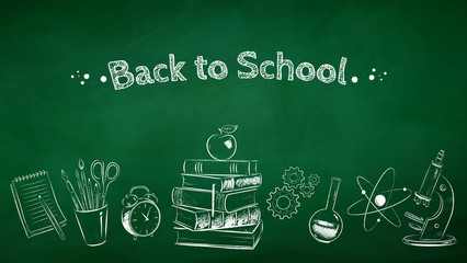 Wall Mural - vector chalk drawn back to school illustration