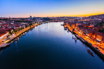 Wall Mural - Douro river aerial panoramic view, Porto