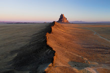 Aerial With Leading Line Of Lava Towards Shiprock In New Mexico