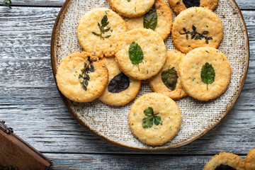 homemade cookies on a wooden table