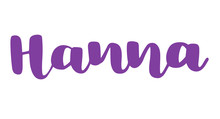 German Spelling Of The Female Name Hanna. German Lettering. Deutsch Spelling. Calligraphy Female Name, Isolated Over White.