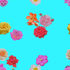 Canvas Print - Different flowers, seamless pattern.