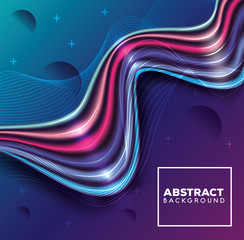 Poster - background vibrant abstract with waves vector illustration design