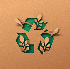 green recycle icon eco papercut nature concept