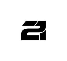 Initial 2 Numbers Logo Modern Simple Black 21