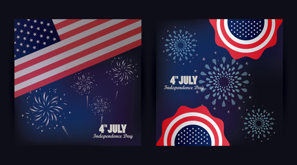 Sticker - fourth july usa independence day celebration with flag in lace