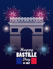 Wall Mural - happy bastille day celebration with arch of triumph