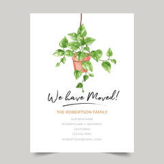 We have moved printable moving notice, address change announcement, housewarming invitation, watercolor moving card