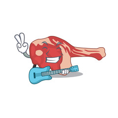 Poster - brilliant musician of leg of lamb cartoon design playing music with a guitar