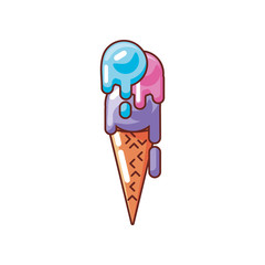 Sticker - ice cream on white background