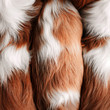close up top view of red and white dog hair