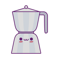 Poster - Kawaii coffee kettle cartoon line and fill style icon vector design