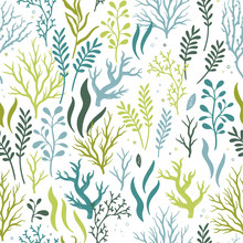 Cute Hand Drawn Under Water Seamless Pattern, Colorful Summer Background, Great For Textiles, Banners, Wallpapers, Wrapping - Vector Design