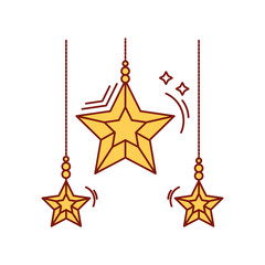 Sticker - stars hanging, ramadan decoration on white background