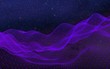 © Plastic man - Abstract ultraviolet landscape on a dark background. Purple cyberspace grid. hi tech network. Outer space. Violet starry outer space texture. 3D illustration