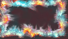 Stylish Fire Flames Multicolor, Red And Blue Background 