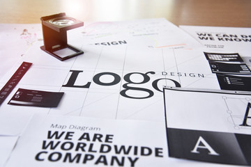 Wall Mural - corporate identity. creative concept for website and mobile banner, internet marketing, social media