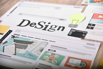 Wall Mural - creative concept for website and mobile banner, internet marketing, social media and networking, bra
