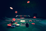 Fototapeta Zachód słońca - Casino Black Jack table