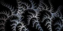 Textured Abstract Fractal Background. White Stripes Look Like Fern Leaves. Stripes With Hooks Create A Rhythmic Pattern. 3D Rendering. 3D Illustration.
