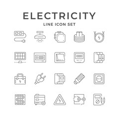 Set line icons of electricity