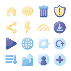 Sticker - Social media and web flat style icon set vector design