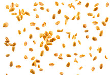 Falling Peanuts On White Background