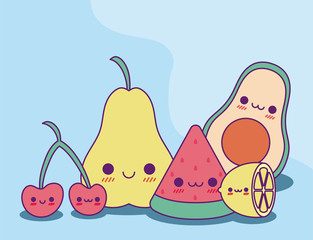 Canvas Print - Kawaii fruits cartoons vector design