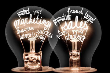 Wall Mural - Light Bulbs with Marketing Sales Concept