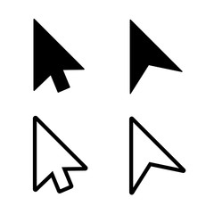 Wall Mural - outline and black cursor icon set. arrow press button