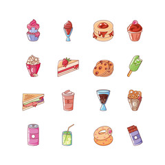 Wall Mural - set of icons food on white background