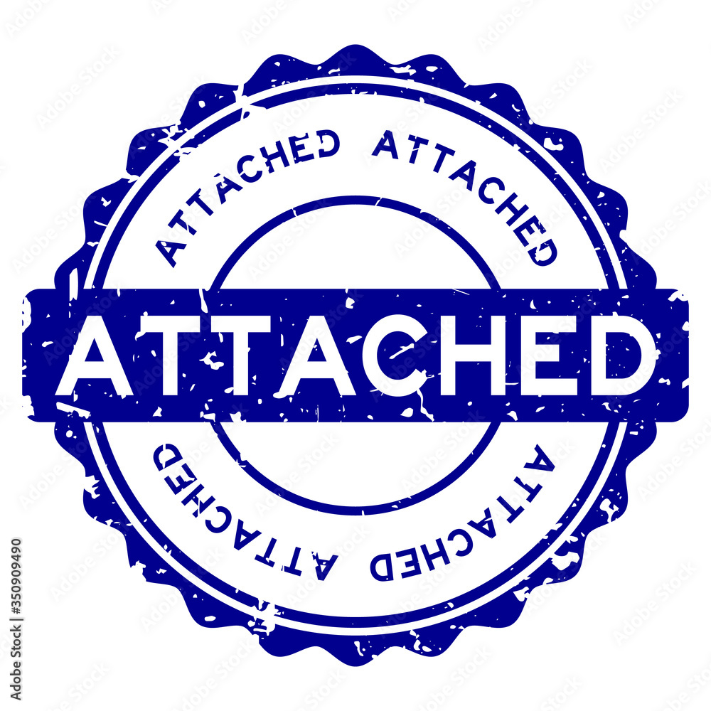Grunge blue attached word round rubber seal stamp on white background ...