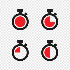 Wall Mural - timer vector icons on transparent background. set of timer. countdown timer vector icons. eps10