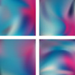 © tashechka - Set with abstract blurred backgrounds. Vector illustration. Modern geometrical backdrop. Abstract template. Blue, pink colors.