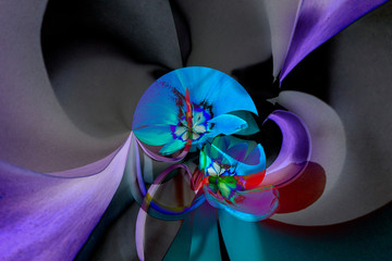 Wall Mural - Abstract floral beautiful purple pink design printline bends the petals digital imitation of watercolor