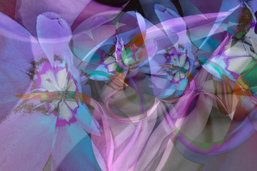 Wall Mural - Abstract floral beautiful purple pink design printline bends the petals digital imitation of watercolor