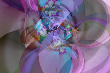 Wall Mural - Abstract floral beautiful purple pink design printline bends the petals digital imitation of watercolor
