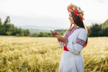 Ukrainian girl in traditional Ukrainian clothes