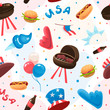 Seamless pattern with 4th of July elements.