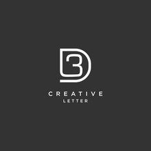 Creative Letter 3D Logo,initial D3 Design,monogram Outlines Vector