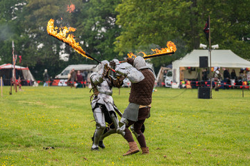 Knights sword fighting with Fire