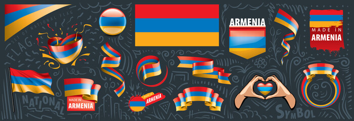 Wall Mural - Vector set of the national flag of Armenia in various creative designs