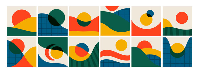 Wall Mural - various curves and shapes, circles. colorful abstract patterns. backgrounds, wallpapers, templates. 