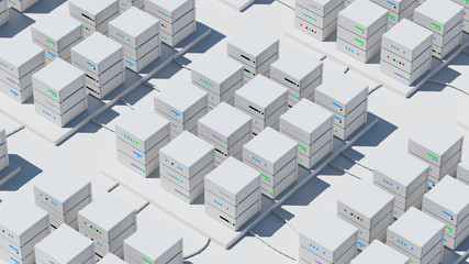 Wall Mural - 3d render of abstract database. server stack concept. data processing center...